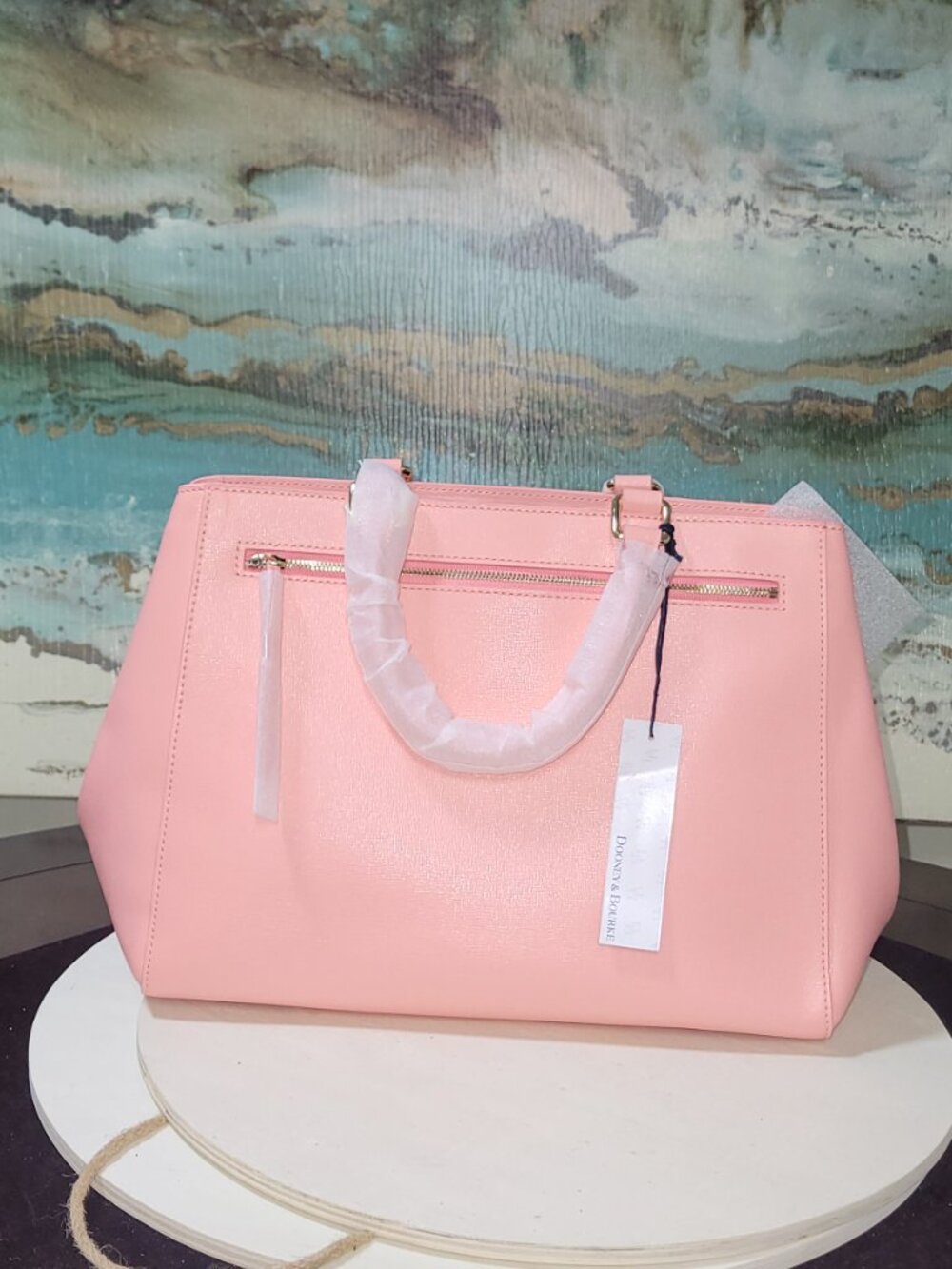 Dooney & Bourke  Pink (Bubble Gum) Saffiano Leather Satchel  [Item #HL13] - Picture 2 of 16